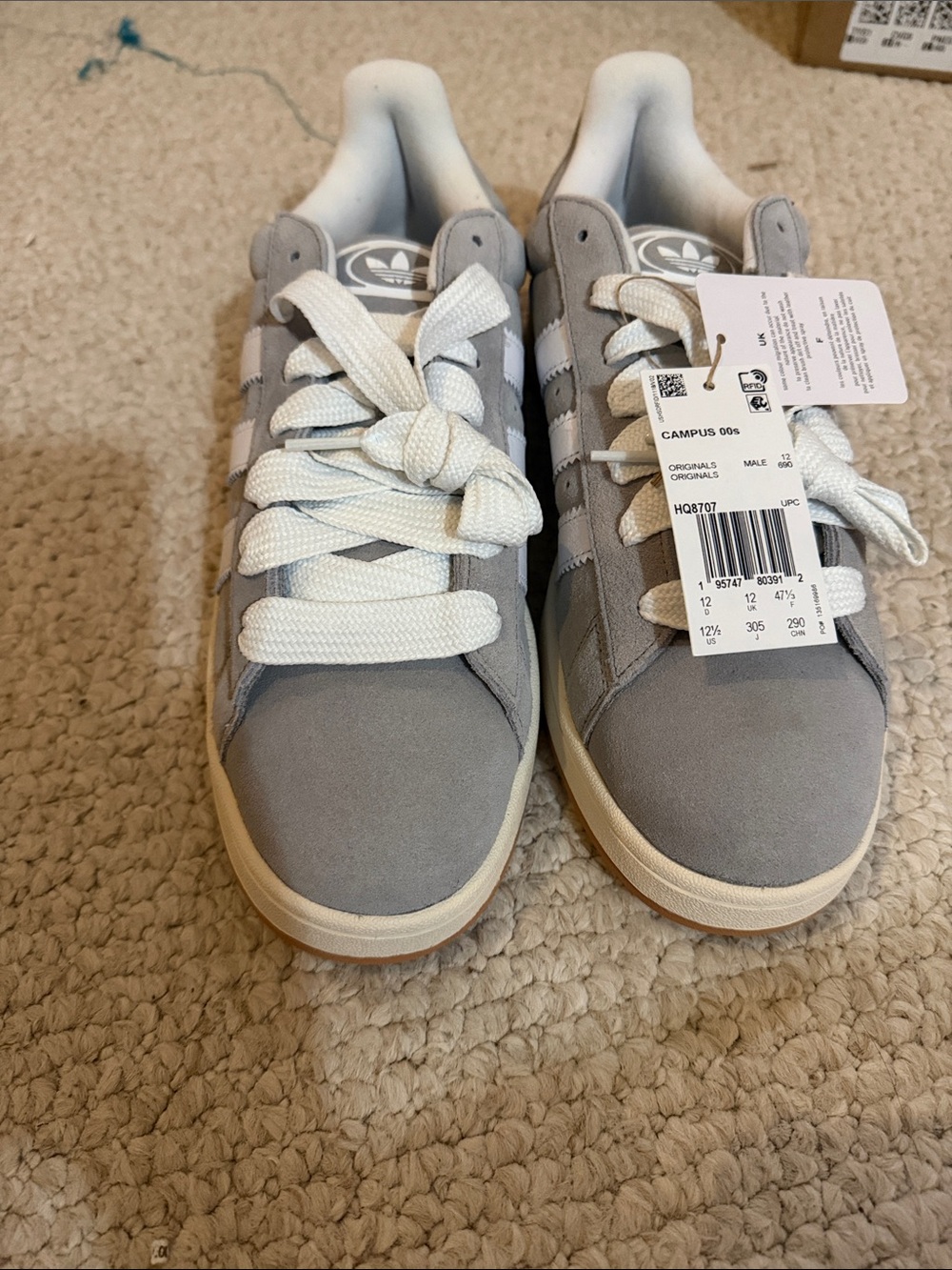 adidas Mens Campus 00 Suede Sneakers in Gray and White
